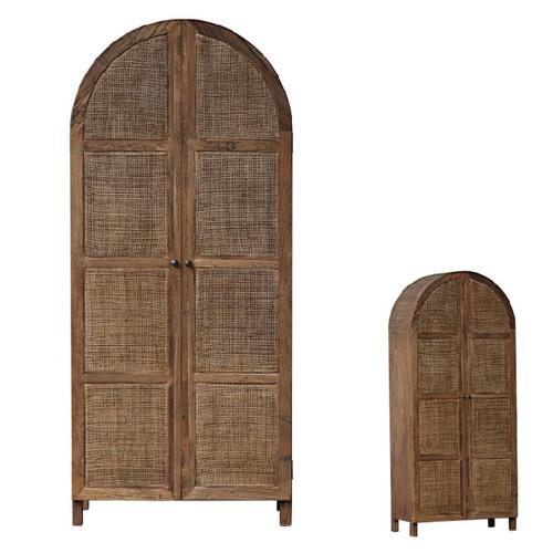 Santorini Arched Old Elm & Rattan Cabinet Bleached Elm