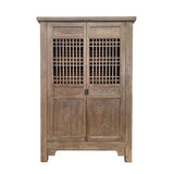 Harvest Carved 2 Door Showcase Cabinet Reclaimed Elm