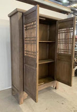Harvest Carved 2 Door Showcase Cabinet Reclaimed Elm