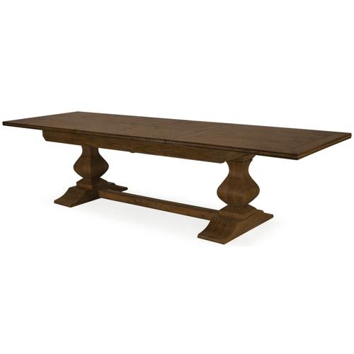 Bosquet Pedestal Double Ext Table Rustic Dark