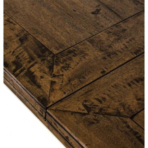 Bosquet Pedestal Double Ext Table Rustic Dark