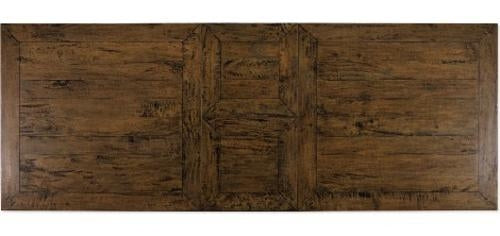 Bosquet Pedestal Double Ext Table Rustic Dark