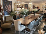 Bosquet Pedestal Double Ext Table Rustic Dark