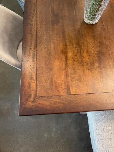 Bosquet Pedestal Double Ext Table Rustic Dark