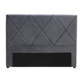 Metro Diamond Stitched Double / Queen Headboard Velvet Charcoal