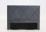 Metro Diamond Stitched Double / Queen Headboard Velvet Charcoal