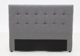Crest Tufted Stitched Double / Queen Headboard Fabric Charcoal