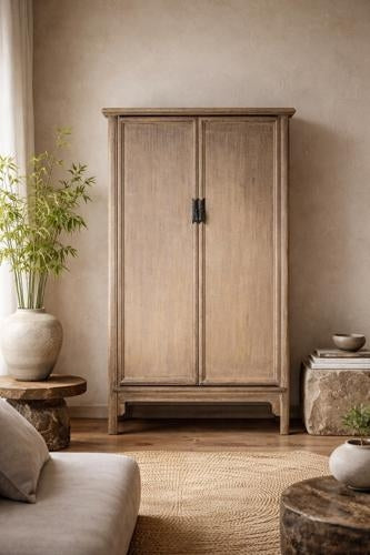 Lotus & Jade Tall 2 Door Cabinet Poplar