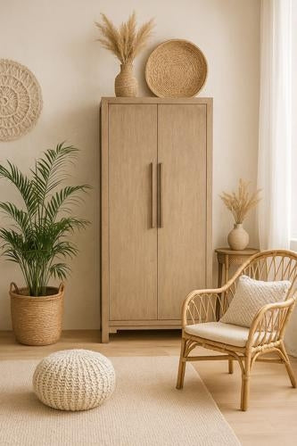 Lotus & Jade Tall 2 Door Cabinet Poplar 850x450x2000mm