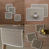 Akiiko Reed Table Top Set - Soft Reed Placemat, Runner, Coaster - Herring Weave