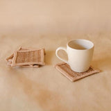 Akiiko Jute Table Top Set - Brown Jute Placemat, Runner, Coaster - Triangle