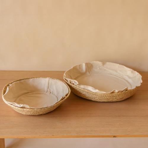 Akiiko Sabai Grass Wide Basket with Canvas Lining - Large