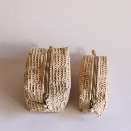 Akiiko Piqué Waffle Block Pouch - Small - Wheat