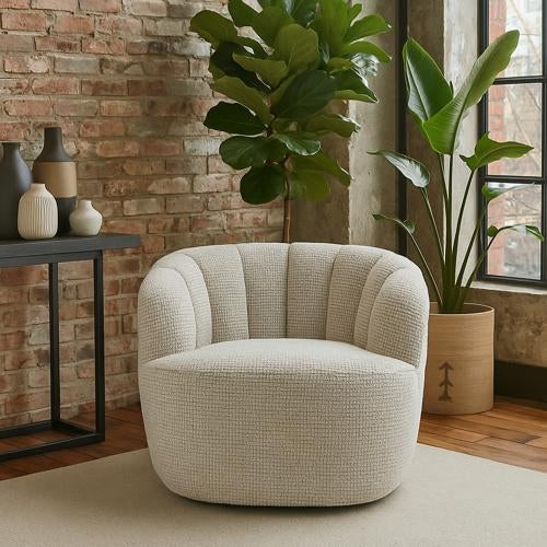 Milly Swivel Accent Chair White & Taupe
