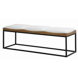 Coach Bench Fabric & Oak & Rattan