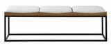 Coach Bench Fabric & Oak & Rattan