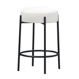 Barstool with White Boucle Fabric / Black Steel Frame