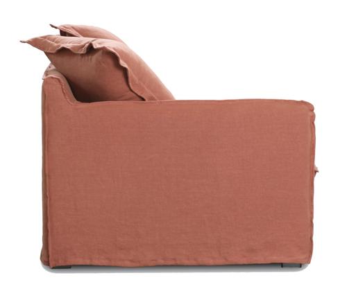 Oasis Washed Linen Sofa Left Rust 100% Belgian Linen