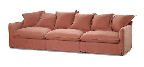 Oasis Washed Linen Sofa Left Rust 100% Belgian Linen