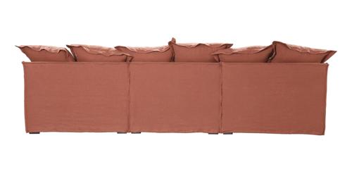 Oasis Washed Linen Sofa Left Rust 100% Belgian Linen