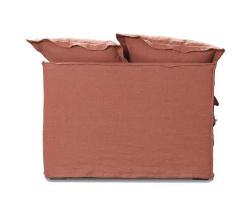 Oasis Washed Linen Dream Sofa Right Rust 100% Belgian Linen