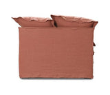 Oasis Washed Linen Dream Sofa Right Rust 100% Belgian Linen