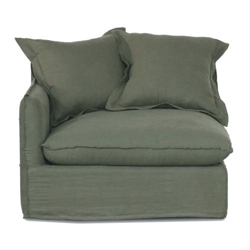 Oasis Washed Linen Dream Sofa Left Olive 100% Belgian Linen