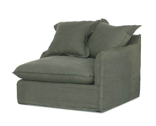 Oasis Washed Linen Dream Sofa Right Olive 100% Belgian Linen
