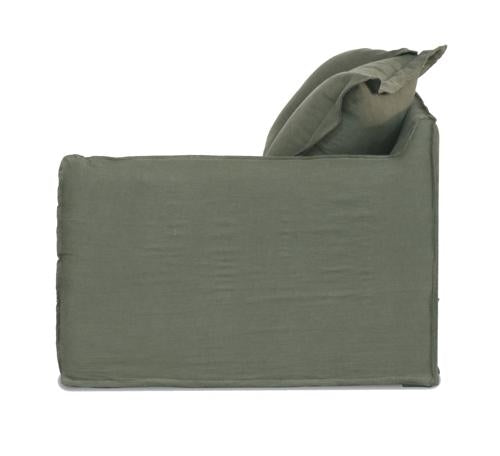 Oasis Washed Linen Dream Sofa Right Olive 100% Belgian Linen