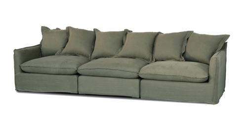 Oasis Washed Linen Dream Sofa Right Olive 100% Belgian Linen