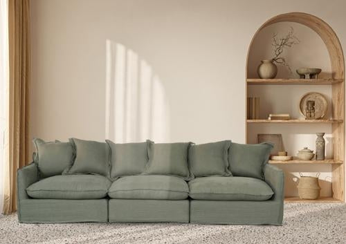 Oasis Washed Linen Dream Sofa Right Olive 100% Belgian Linen