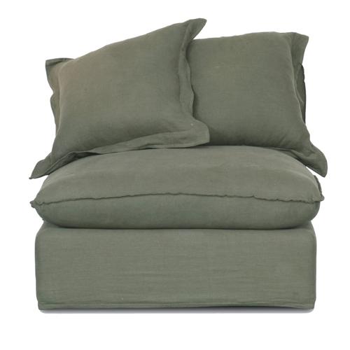 Oasis Washed Linen Dream Sofa Centre Olive 100% Belgian Linen