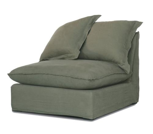 Oasis Washed Linen Dream Sofa Centre Olive 100% Belgian Linen