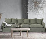 Oasis Washed Linen Dream Sofa Centre Olive 100% Belgian Linen