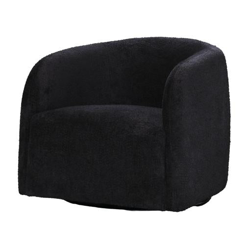 Casper Swivel Chair in Boucle Black