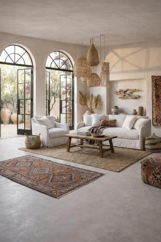 Provencal Slip Cover Armchair Salt & Pepper