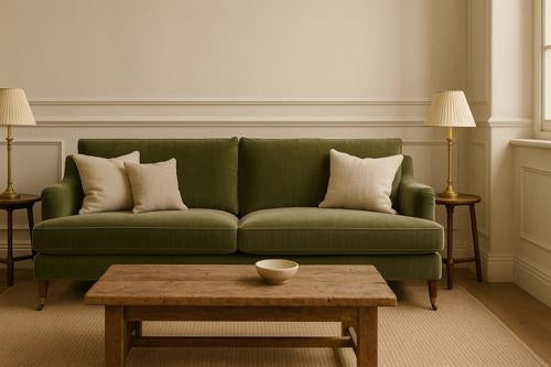 Thornfield 3 Seater Sofa Olive Velvet
