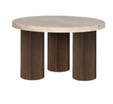 Hearthstone Travertine Coffee Table Authentic Travertine with Walnut Ash Legs