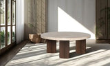 Hearthstone Travertine Coffee Table Authentic Travertine with Walnut Ash Legs