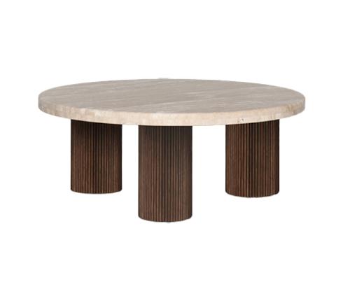 Hearthstone Travertine Coffee Table Travertine with Walnut Ash Legs PR2100