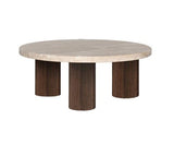 Hearthstone Travertine Coffee Table Travertine with Walnut Ash Legs PR2100