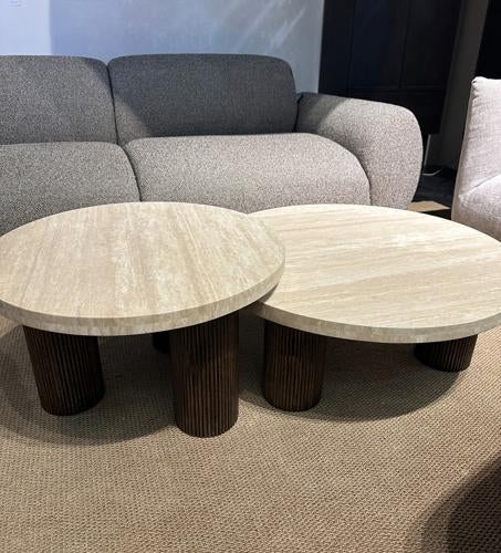 Hearthstone Travertine Coffee Table Travertine with Walnut Ash Legs PR2100