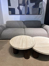 Hearthstone Travertine Coffee Table Travertine with Walnut Ash Legs PR2100