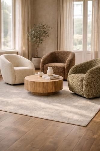 Crown Swivel Chair Taupe / Natural