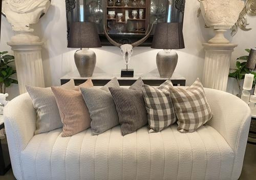 Linen Cushion Cover Ivory / Brown 550x550mm