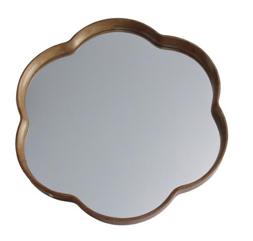Round Squiggle Mirror Walnut 800x800x65mm
