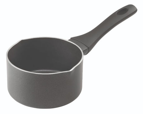 Nonstick 14cm Pyrolux milk pan with spouts, ergonomic handle, ideal for heating milk and sauces on all stovetops.