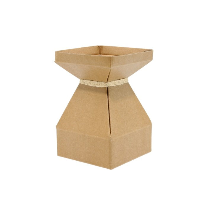 Vaz Square Mini Transportable Cardboard Vase in Natural. Pack of 10. with Liner.