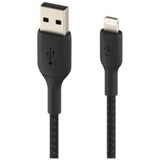 Belkin Lightning/USB Data Transfer Cable, 15 cm, durable braided design, MFi certified, for fast charging and data transfer.