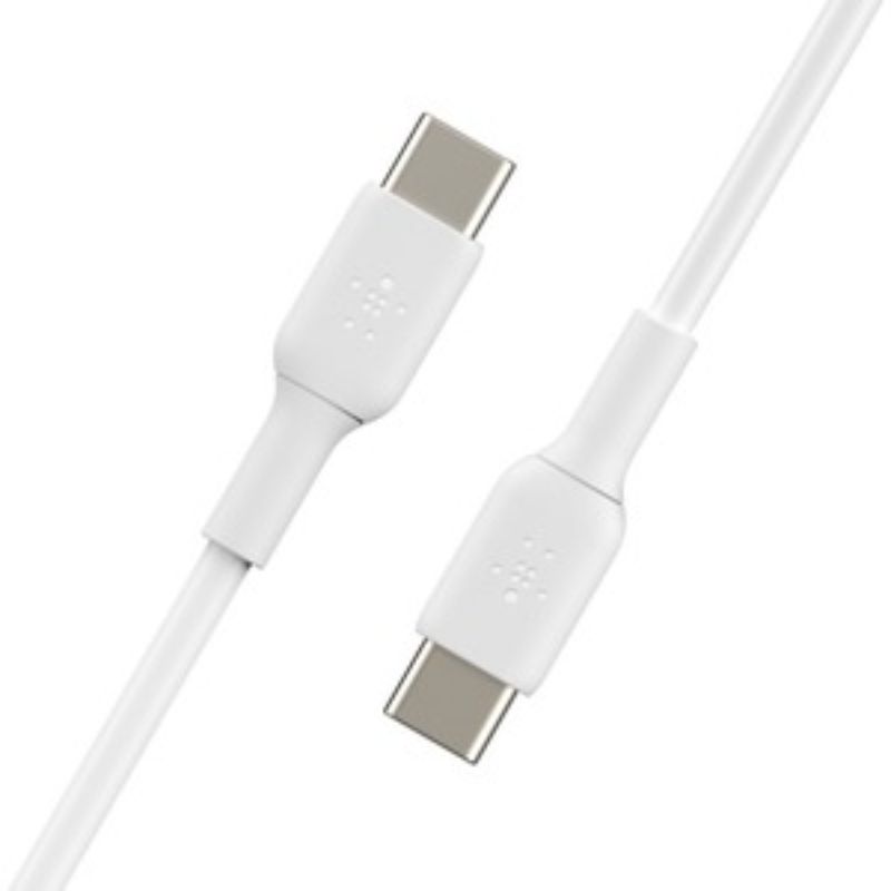 Belkin 1m USB-C Data Transfer Cable in white, designed for fast charging and high-speed data transfer between devices.